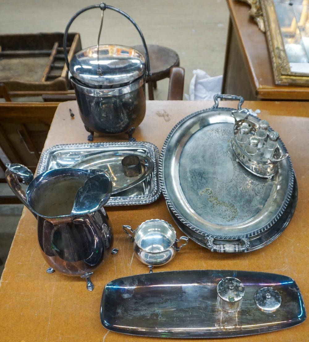 Appraisal: GROUP OF AMERICAN AND ENGLISH SILVER PLATE TRAYS WATER PITCHER