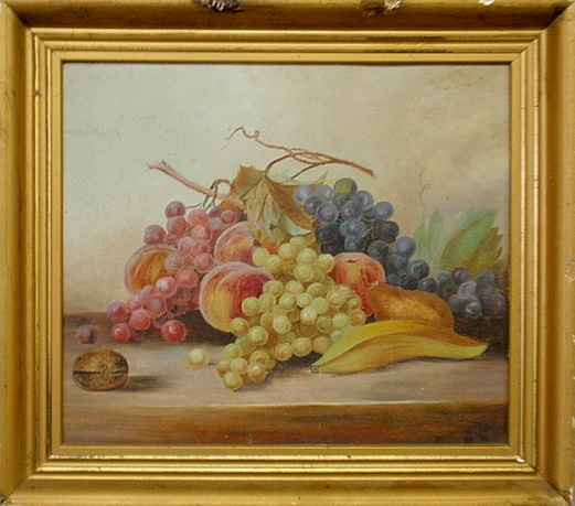 Appraisal: - Oil on board still life painting of fruit c