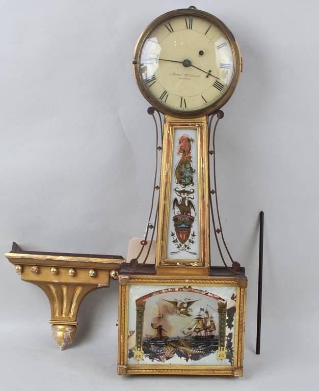 Appraisal: Federal Giltwood Brass Mounted Banjo Clock Aaron Willard with American