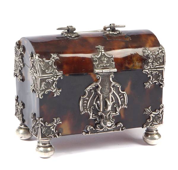 Appraisal: A tortoiseshell and silver plated trinket box height in width