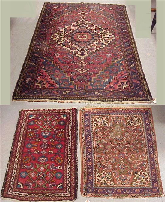 Appraisal: Antique Persian Malayer scatter rug wear dry rot areas with