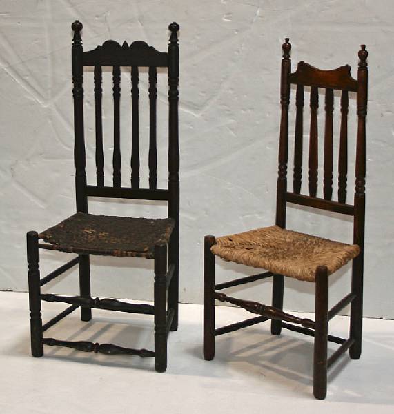 Appraisal: Two American mixed hardwood banister back chairs th century height