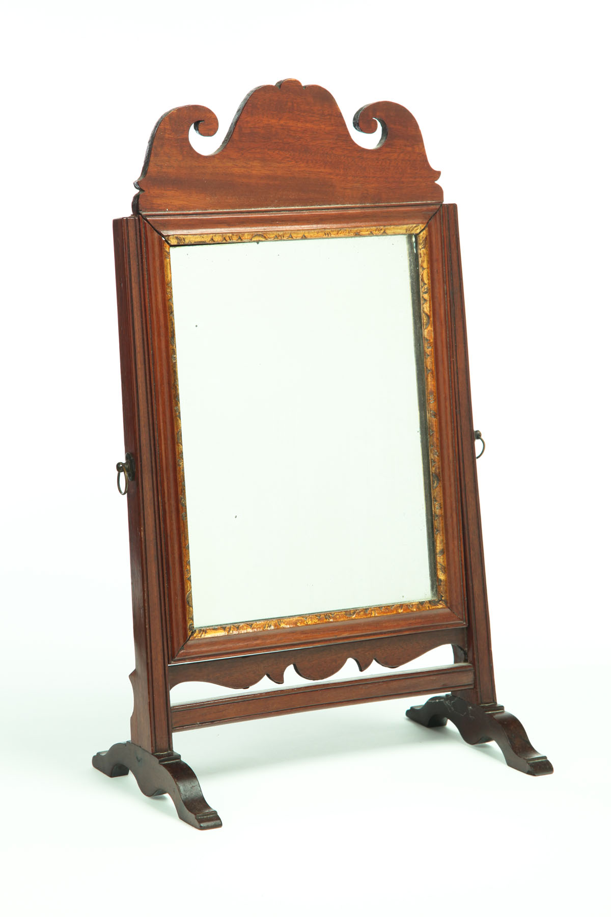 Appraisal: GEORGIAN SHAVING MIRROR England late th century mahogany veneer on