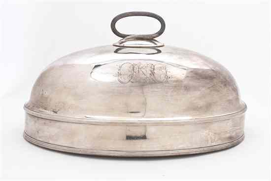 Appraisal: A Silverplate Cloche of oval handled form Width inches