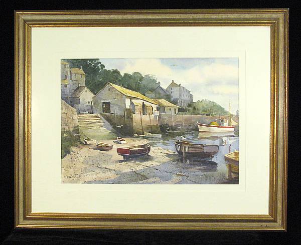 Appraisal: Frederick Kubitz American th century Two Red Boats Polperro U