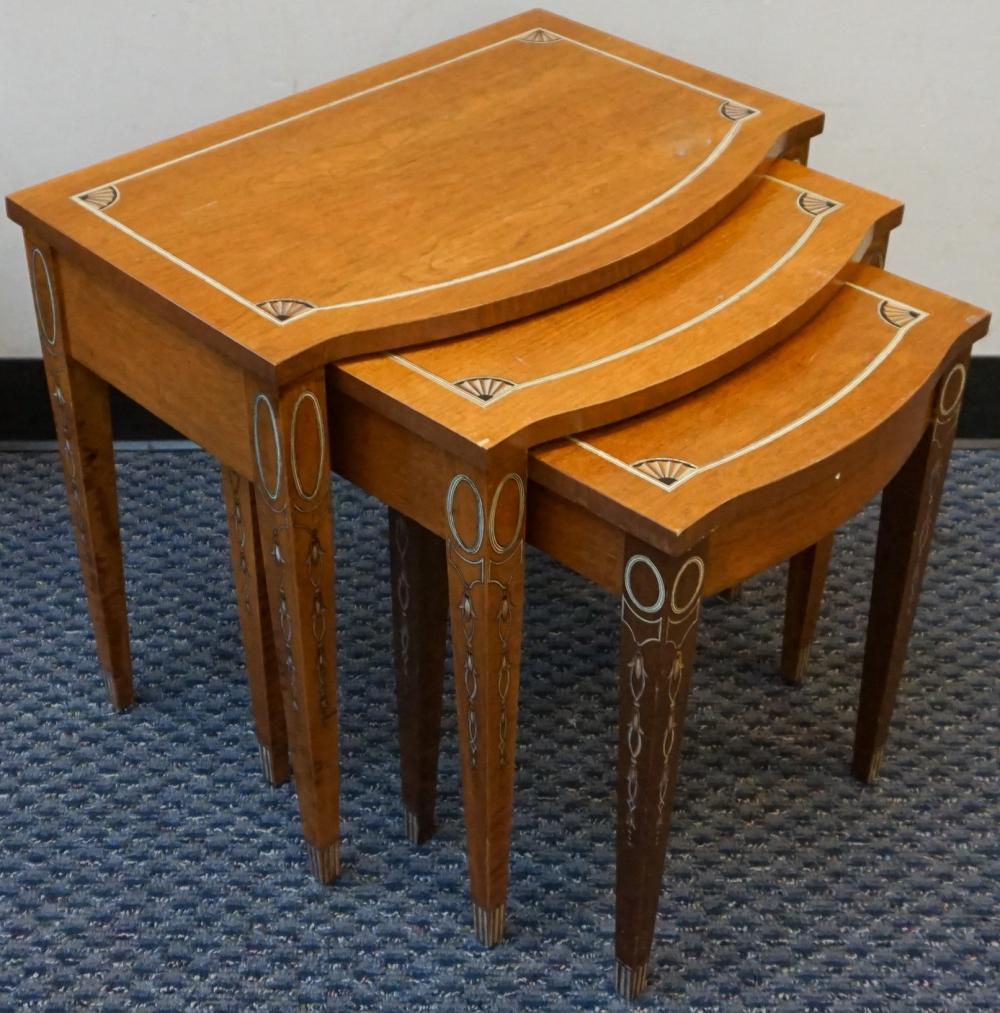 Appraisal: Nest of Three George III Style Inlaid Mahogany Tables