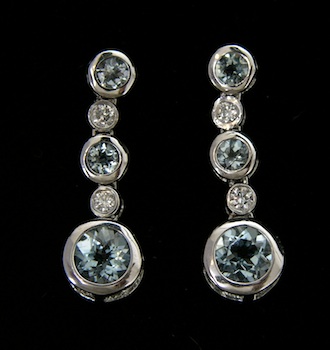 Appraisal: A Pair of Aquamarine and Diamond Earrings k white gold