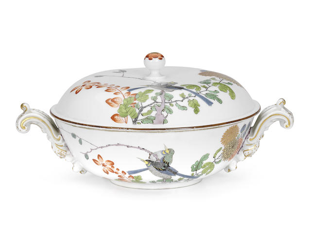 Appraisal: A rare Meissen ecuelle and cover circa Painted in Famille