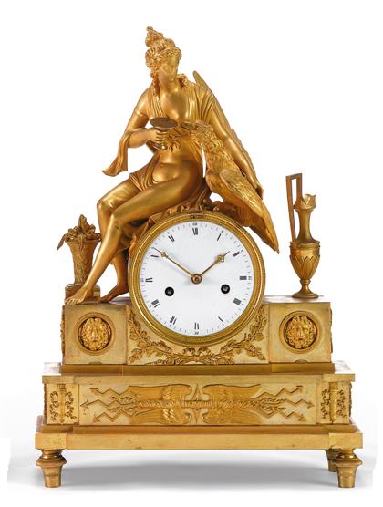 Appraisal: French Empire ormolu mantle clock early th century Modeled with