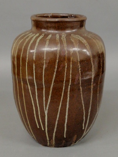 Appraisal: Redware pottery urn c made in Upper Saranac Lake NY