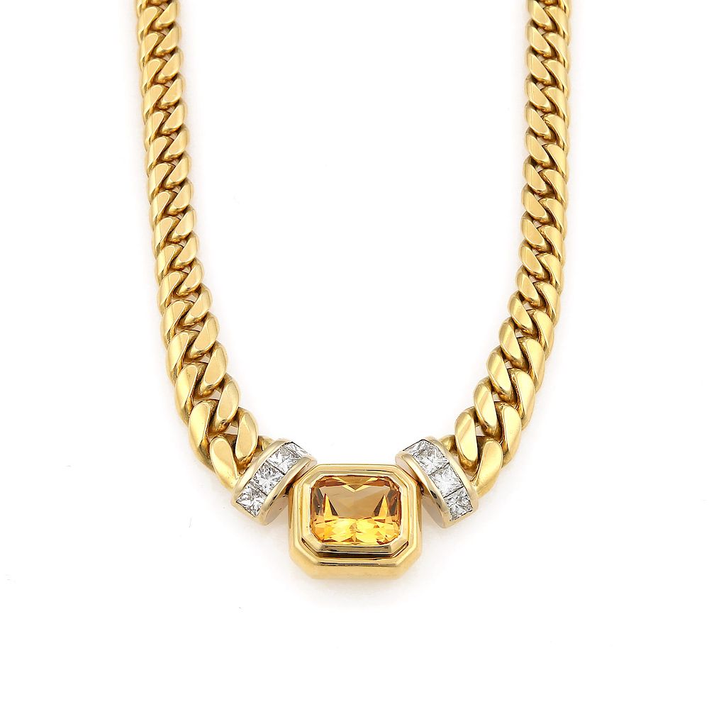 Appraisal: K YG Greg Drake Citrine Diamond Necklace K yellow gold