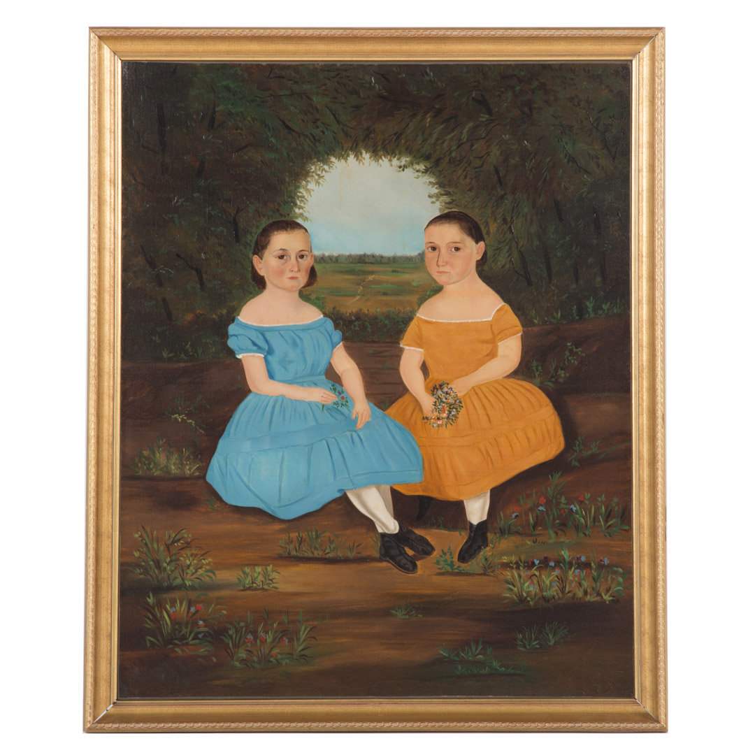 Appraisal: American School th c Portrait of Two Sisters Primitive second