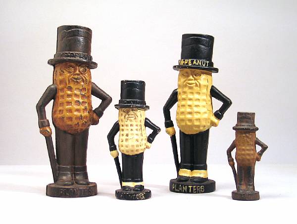 Appraisal: Four painted cast iron Mr Peanut still banks