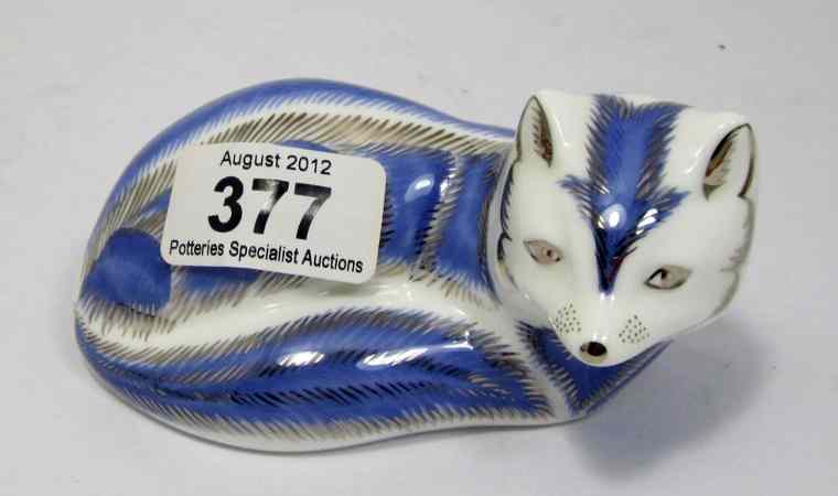 Appraisal: Royal Crown Derby Paperweight Platinum Arctic Fox Boxed Gold Stopper