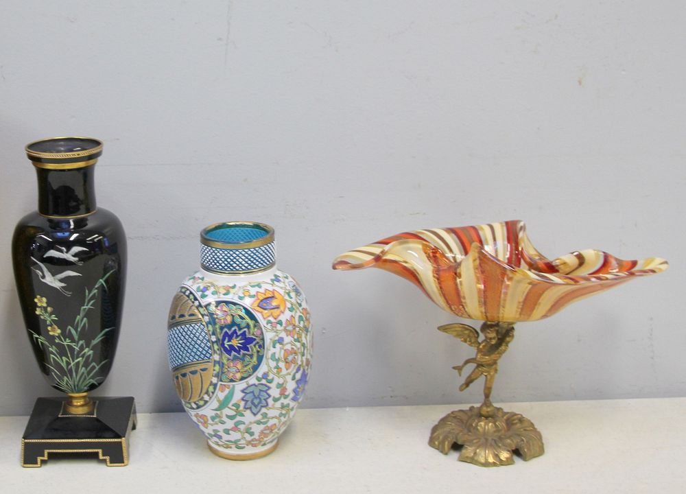 Appraisal: Lot Of Antique Glass Cabinet Items To include a Bohemian