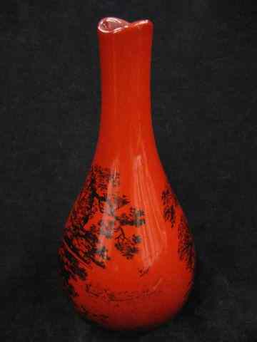 Appraisal: Royal Doulton Rouge Flambe Vase black woodcut style decoration with