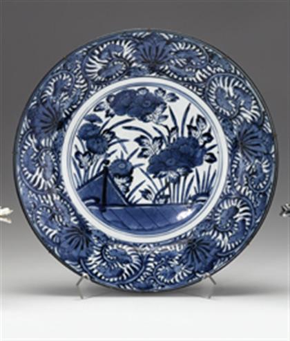 Appraisal: Japanese Arita 'kraak' style blue and white charger late th