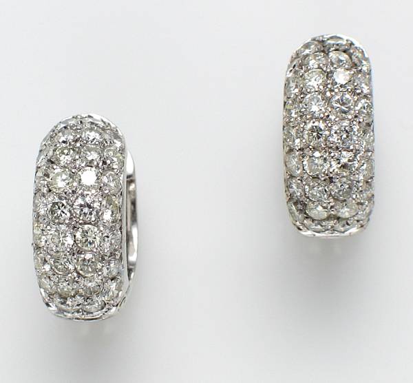 Appraisal: A pair of diamond earrings estimated total diamond weight for