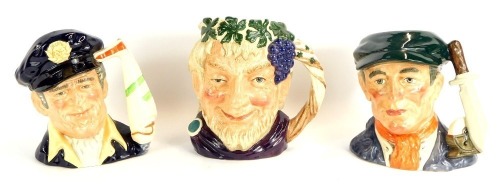 Appraisal: Three large Royal Doulton character jugs comprising Bacchus D Little