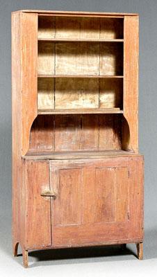 Appraisal: Southern step back cupboard one-case construction with yellow pine throughout