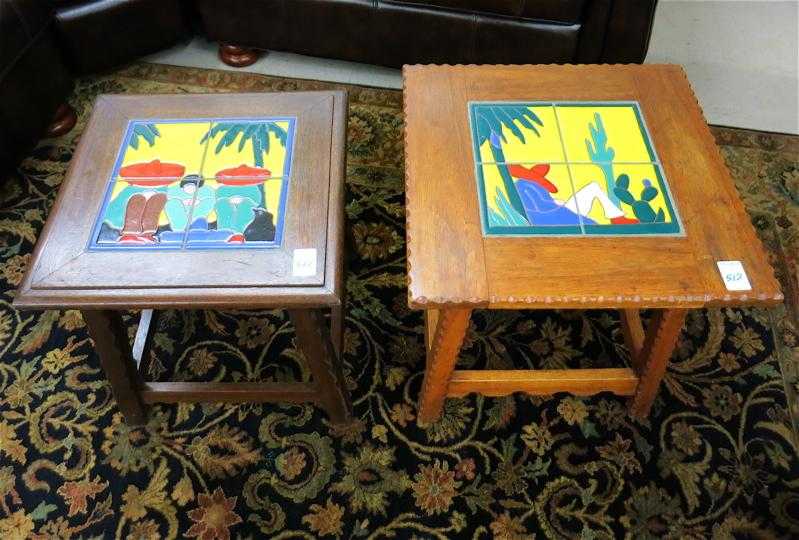 Appraisal: TWO CALIFORNIA MISSION TILE-TOP OCCASIONAL TABLES Spanish Revival style American