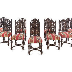 Appraisal: A Set of Ten William and Mary Style Oak Dining