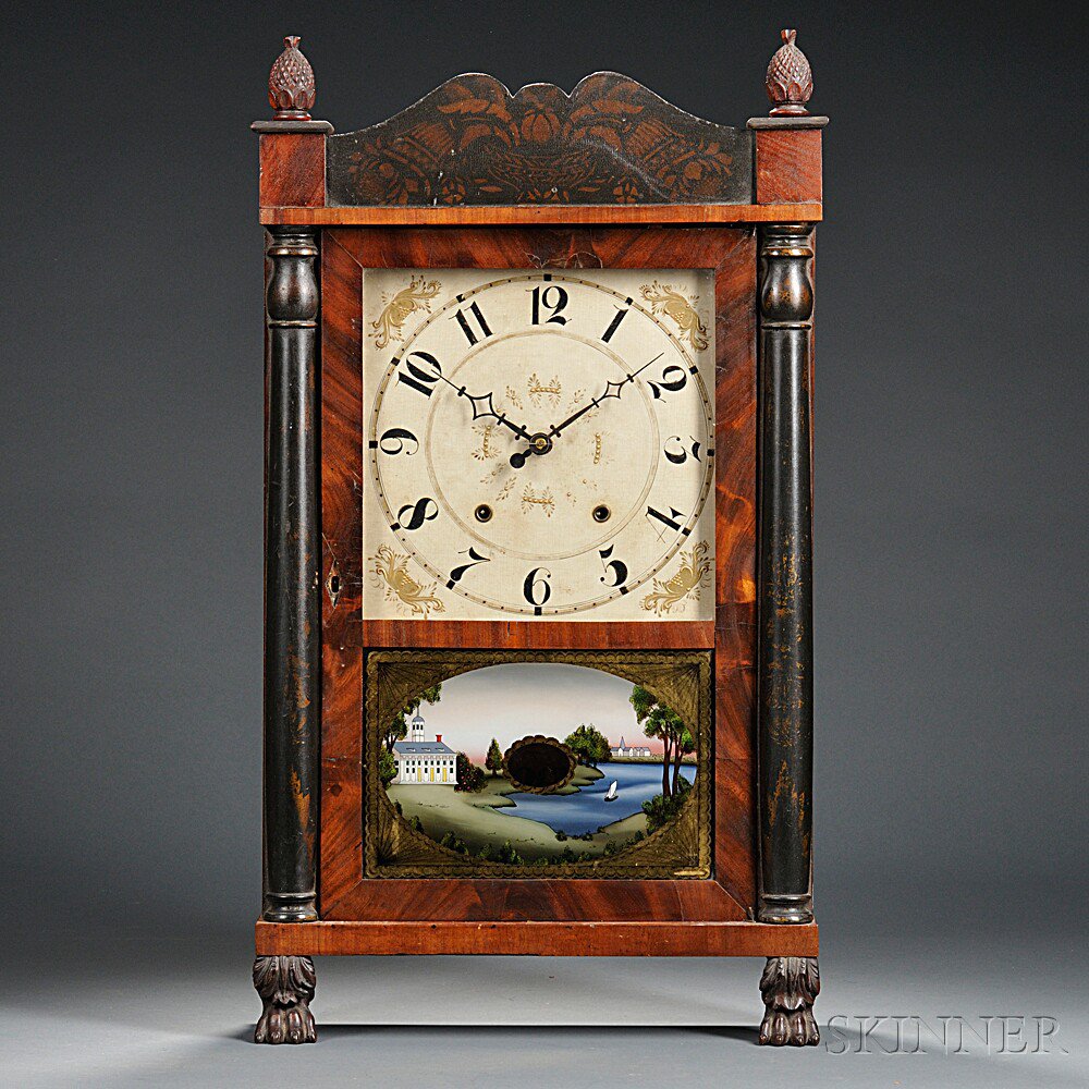 Appraisal: Salem Holman Transitional Shelf Clock Hartford Connecticut with stenciled splat