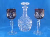 Appraisal: A pair of cut glass wine goblets with ruby flashed