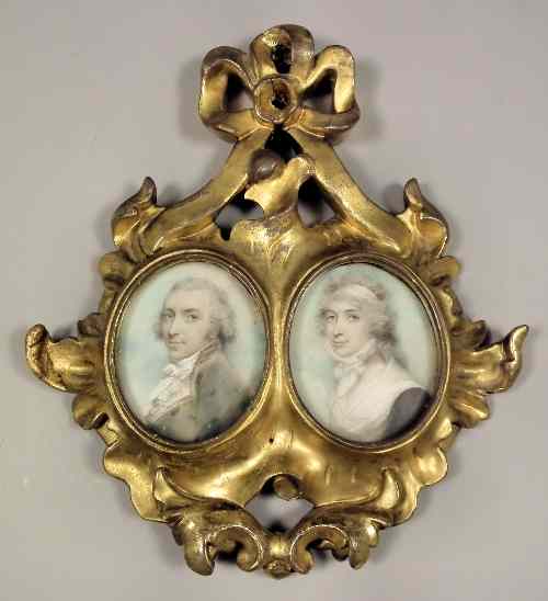 Appraisal: Style of Andrew Plimer - - Pair of shoulder-length portrait