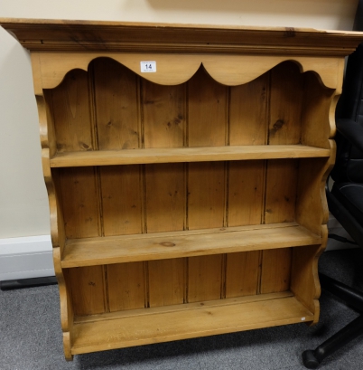 Appraisal: Stripped pine dresser wall rack with shelves height x cm