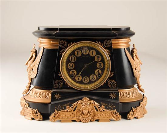 Appraisal: Ansonia Pompeii Clock enameled cast-iron case day time and strike