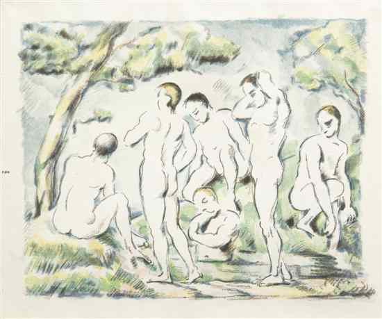 Appraisal: Paul Cezanne French - Les Baigneurs - petite planche color