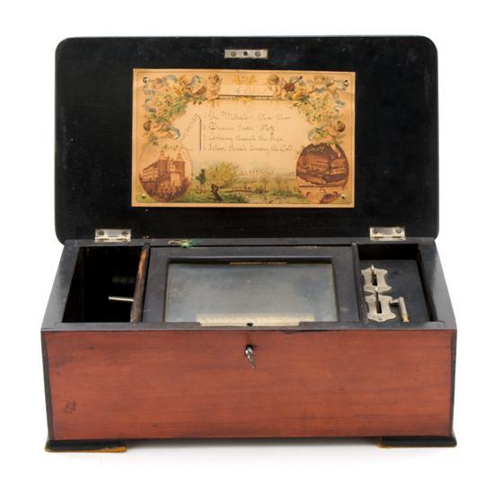 Appraisal: A Swiss Cylinder Music Box in a transfer decorated case