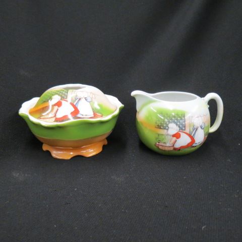 Appraisal: pcs Royal Bayreuth Sunbonnet Babies porcelain hair reciever creamer signed