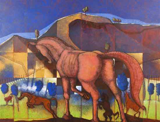 Appraisal: Juan Rivas Nicaraguan th century Horses oil on canvas signed