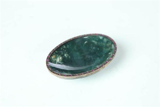 Appraisal: JEWELED BOWL Late th-early th century agate and silver Oblong