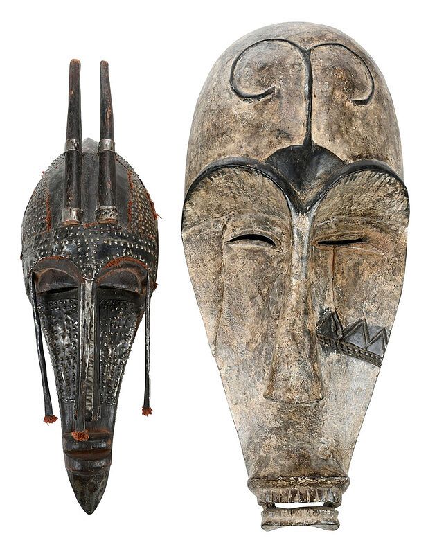 Appraisal: Two Carved Tribal Masks one probably Mali West African Marka