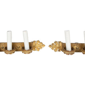 Appraisal: A Pair of Gilt Bronze Sconces TH CENTURY Height x