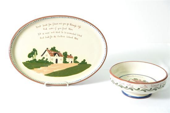 Appraisal: TWO PIECES OF TORQUAY POTTERY A bowl and tray depicting