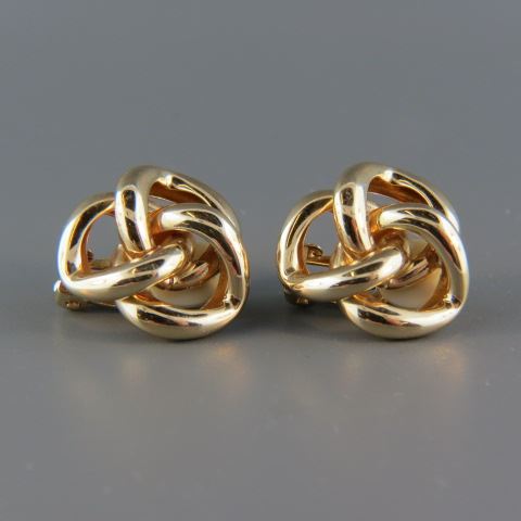 Appraisal: k Gold Earrings love knot style diameter clips grams yellow