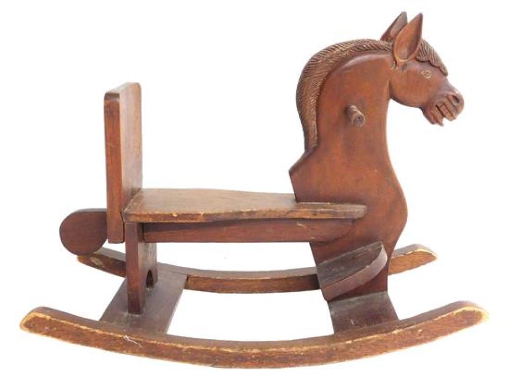 Appraisal: Rocking horse carved wood with well-defined head deep brown stained