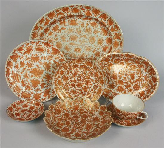 Appraisal: COLLECTION OF CHINESE EXPORT ORANGE AND GILT BIRD AND BUTTERFLY