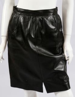 Appraisal: LOEWE BLACK LEATHER SKIRT LOEWE BLACK LEATHER SKIRT SIZE Black