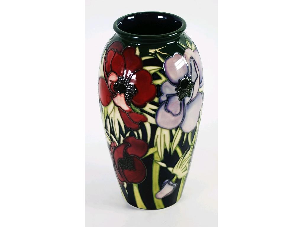 Appraisal: MODERN MOORCROFT 'ANEMONE TRIBUTE' PATTERN TUBE LINED POTTERY VASE of