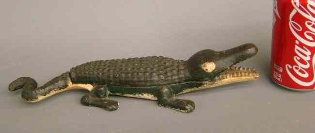 Appraisal: Early cast iron alligator cigarette holder '' Length