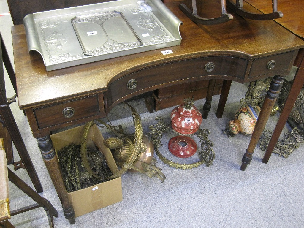 Appraisal: Mahogany concave front writing table