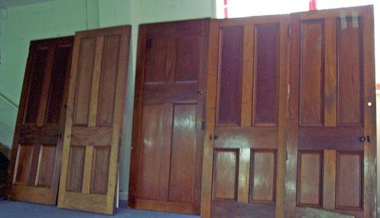 Appraisal: Five mahogany doors each set four recessed panels cm x