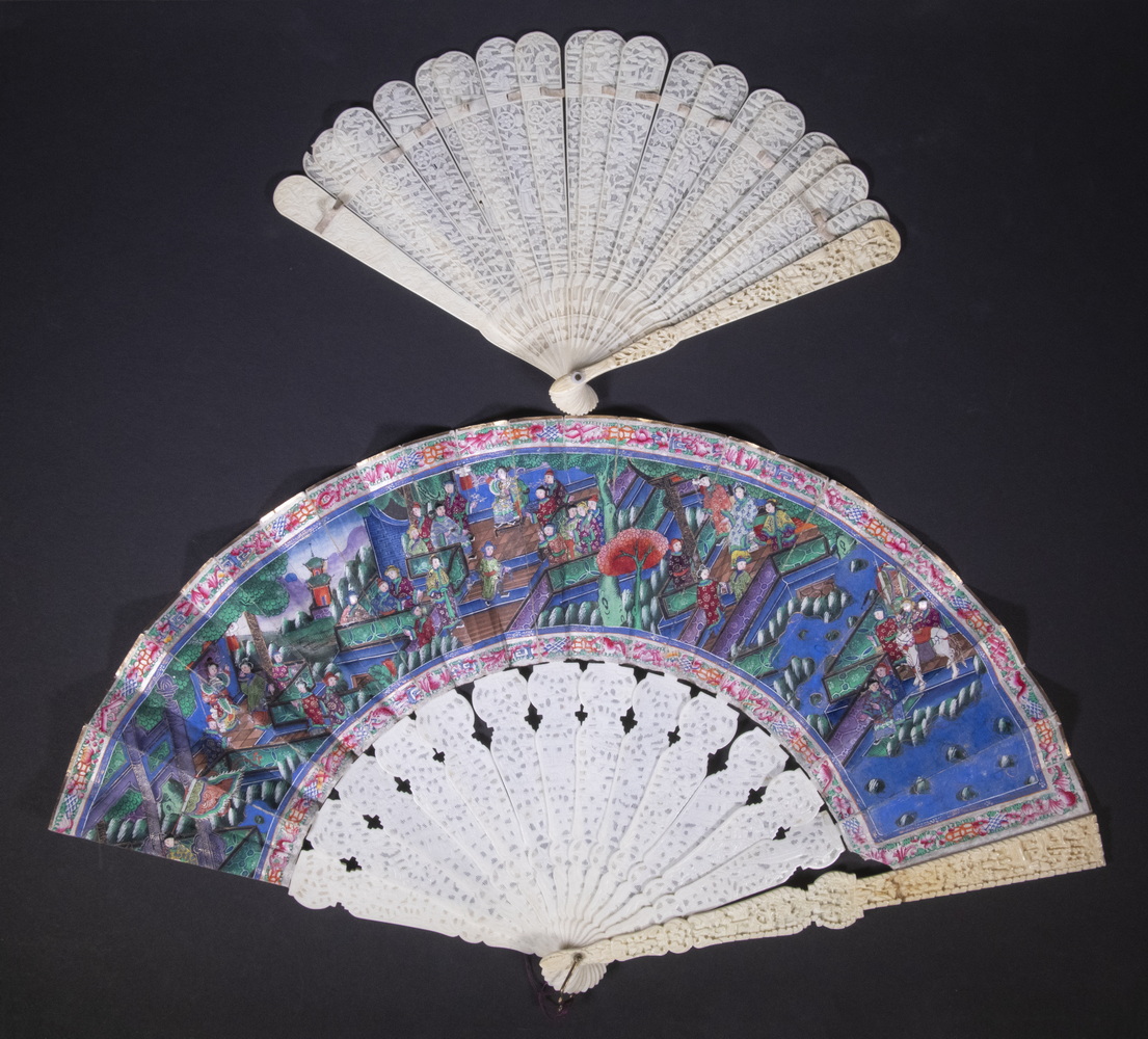 Appraisal: CHINESE FOLDING FANS Lot of th c Hand Fans incl