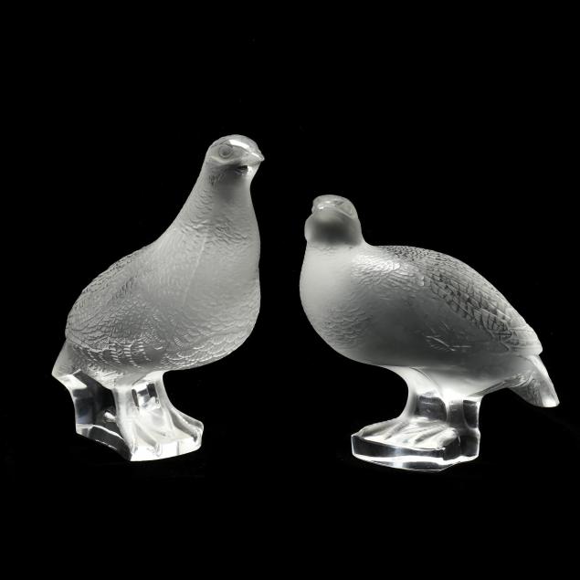 Appraisal: LALIQUE PAIR OF CRYSTAL PARTRIDGES France late th century molded