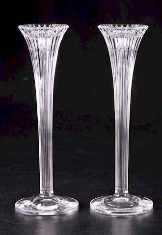 Appraisal: Waterford Crystal Candle Holders Pair Pair of Marquis by Waterford